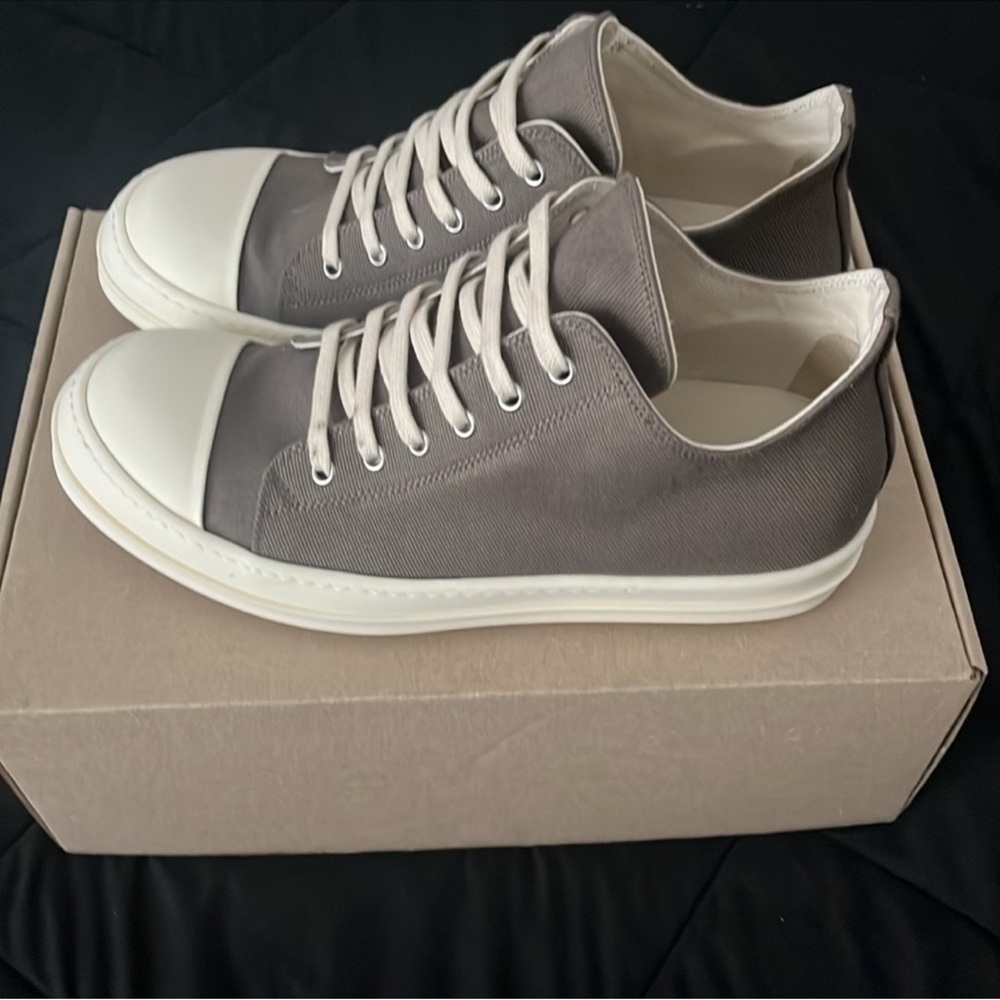 Rick Owens Gray and White Men's Sneakers